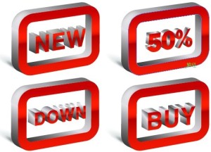 Set Of 3D Red Sale Labels Vector