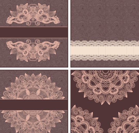 Set Of Vector Brown Floral Patterns