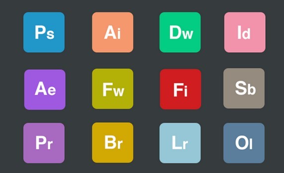 Flat Rounded Adobe Product Icons PSD