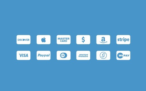 Minimal White and Blue Credit Card Icons PSD