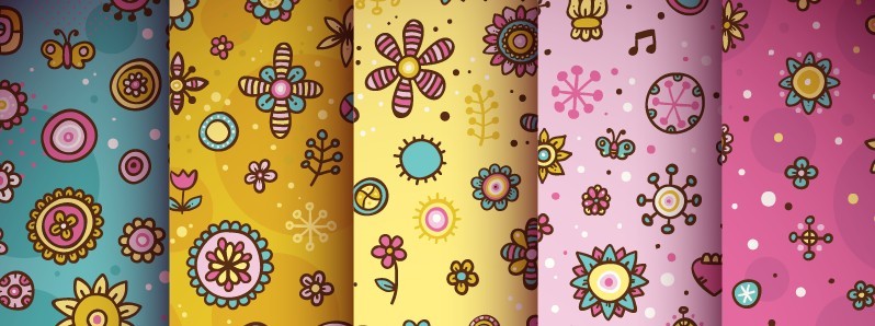 Set Of Cute Vintage Patterns Vector 02