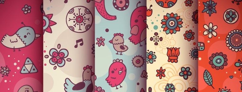 Set Of Cute Vintage Patterns Vector 03