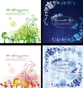 Set Of Fashion Vintage Flower Backgrounds Vector
