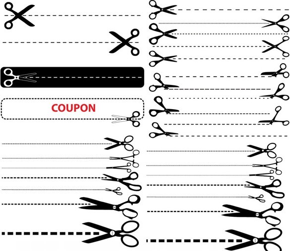 Scissors and Dotted Lines For Coupon Design Vector