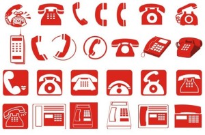 Set Of Red Payphone Icons Vector