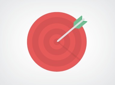 Flat Arrow Hitting Target Bulls-Eye PSD
