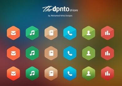 Flat Hexagon Icons PSD