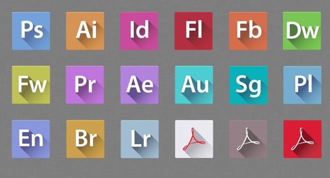 Flat Long Shadow Adobe Creative Suit 6 Icons