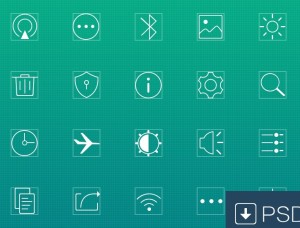 Thin Line Square Web Icons PSD