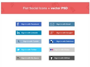 Flat Social Sign In Buttons Vector PSD