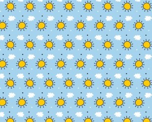 Seamless Lovely Sun and Cloud Pattern Vector