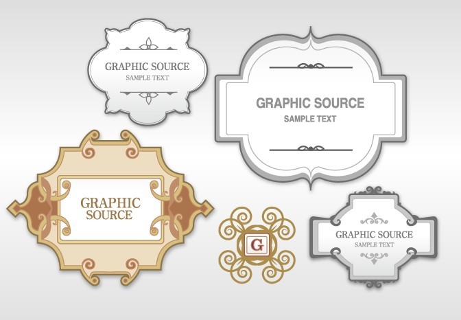 Set Of Clean & Retro Label Stickers Vector 01