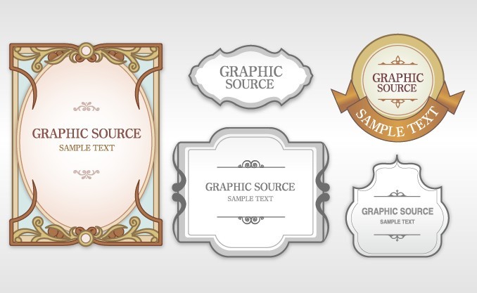Set Of Clean & Retro Label Stickers Vector 02