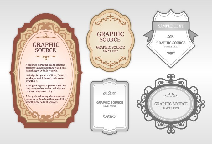 Set Of Clean & Retro Label Stickers Vector 04