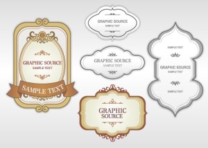 Set Of Clean & Retro Label Stickers Vector 05