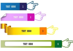Set Of Colored Gesture Text Labels Vector