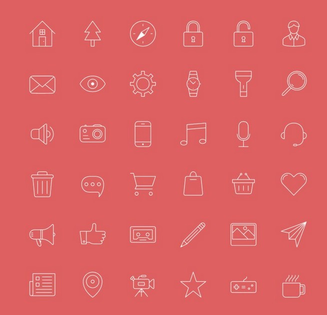 36 Thin Line Icons For iOS 7
