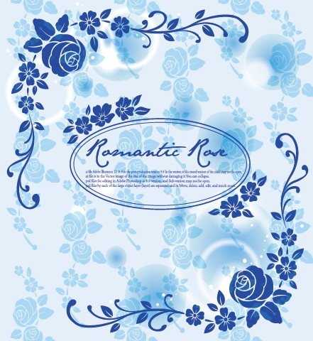 Blue Romantic Rose Background Vector 02