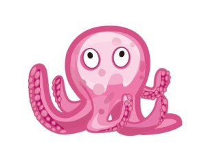Cute Pink Octopus Vector