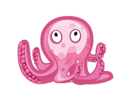 Cute Pink Octopus Vector