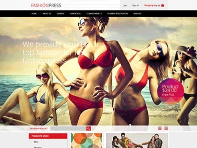 Fashionpress Corporate & E-commerce Website Template PSD