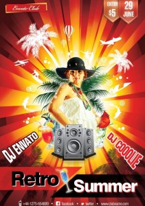 Retro Summer Party & Club Flyer Template PSD