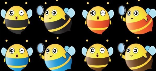 Cute Cartoon Bees Vector