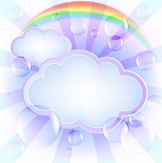 Fresh Clouds and Rainbow Background Vector