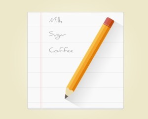 Flat Notepad Paper with Pencil PSD