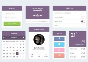 Minimal Purple UI Kit PSD