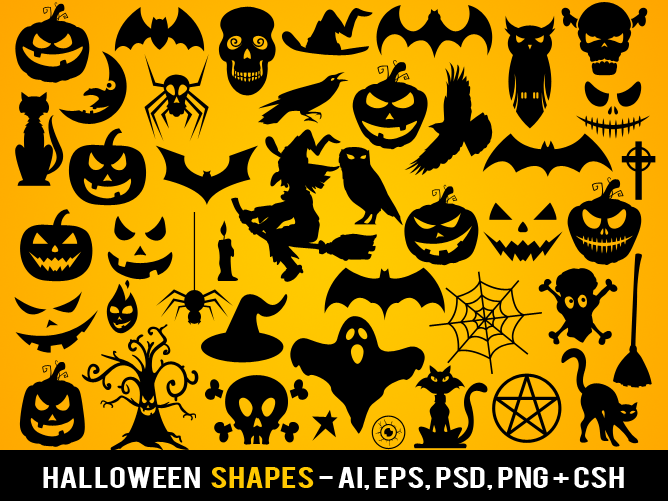 Set Of Dark Halloween Shapes Vector