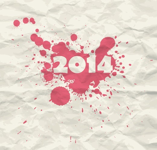 Splashed 2014 On Crumpled Paper
