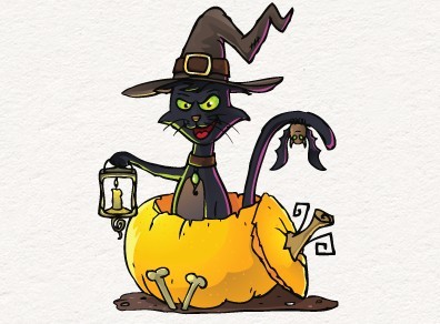 Vector Halloween Cat Illustration