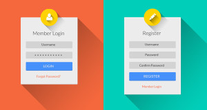 Flat Long Shadow Login & Register Form UI PSD