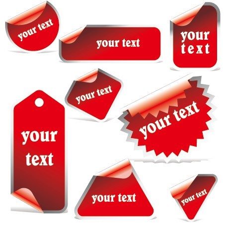 Set Of Red Vector labels & Stickers For Holiday Sale 01