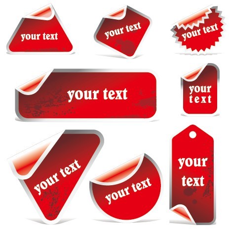 Set Of Red Vector labels & Stickers For Holiday Sale 02