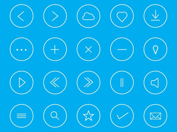 Round Thin Icon Set Vector