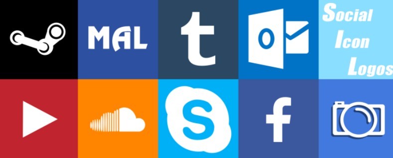 Set Of Social Media Logos Vector PSD