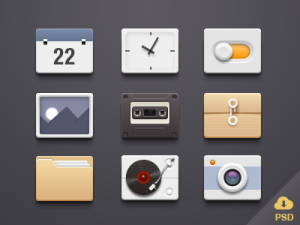 9 Small Plastic Icons PSD