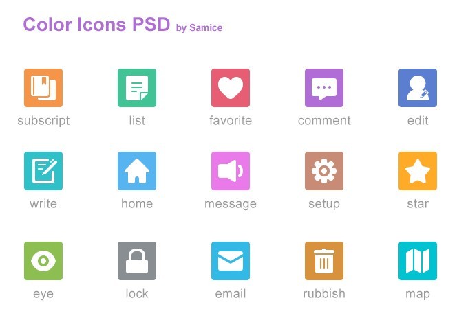 Color Web Icon Set PSD