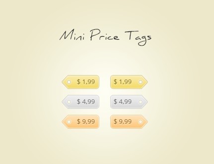 Set Of Mini Colored Price Tags PSD