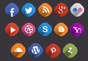 14 Flat & Long Shadow Social Icons PSD