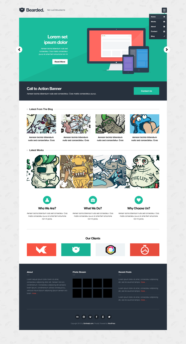 Bearded - Responsive Blogging and Portfolio Website Template PSD