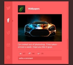 Flat Red Social App Widget Interface PSD