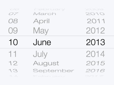 iOS 7 Date Picker UI Vector