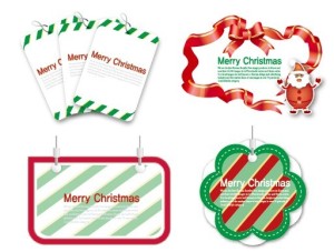 Set of Lovely Merry Christmas Labels Vector 01