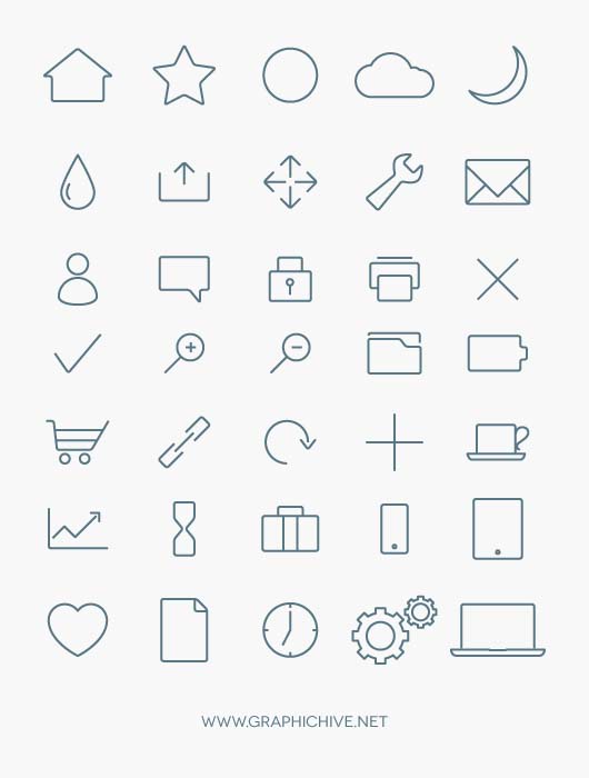 35 Stylized Minimalist Icons Vector