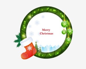 Circular Cartoon Merry Christmas Frame Vector 05
