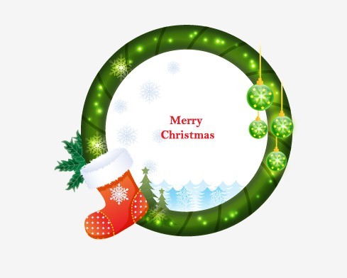 Circular Cartoon Merry Christmas Frame Vector 05