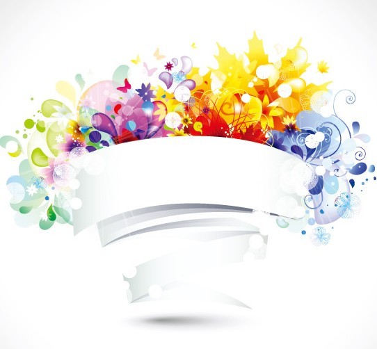 Colorful Blank Flower Frame Vector